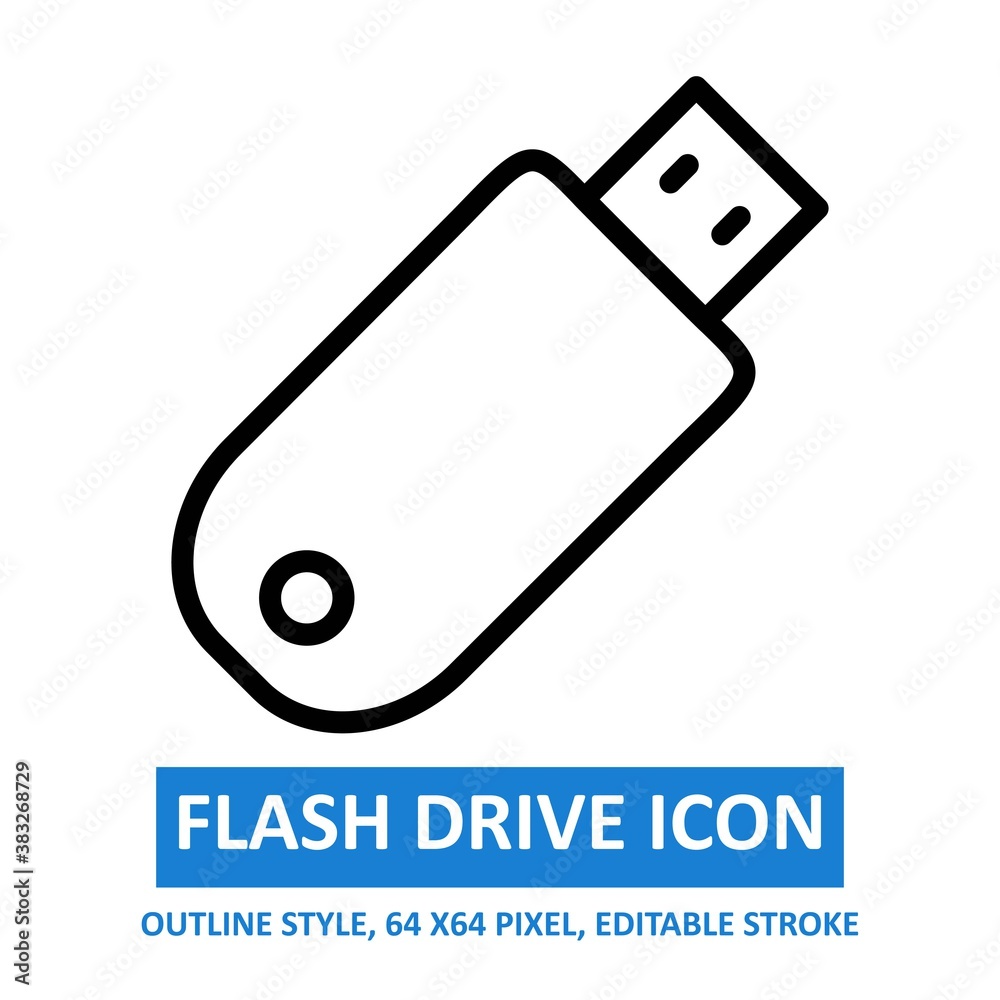flash drive icon outline style on white background. vector illustration. base 64 x 64 pixels. expanded. flash drive icon outline style on white background. vector illustration. base 64 x 64 pixels. expanded.