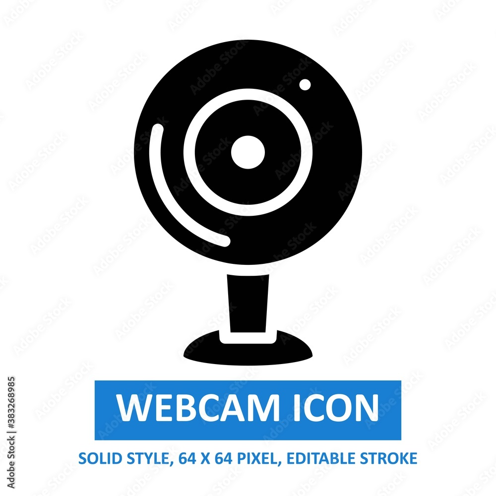 webcam icon solid style on white background. vector illustration. base 64 x 64 pixels. expanded. webcam icon solid style on white background. vector illustration. base 64 x 64 pixels. expanded.