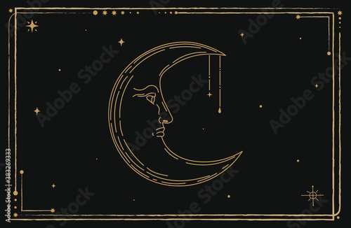 Frame Occultism, magic, mythology, mysticism, set illustration