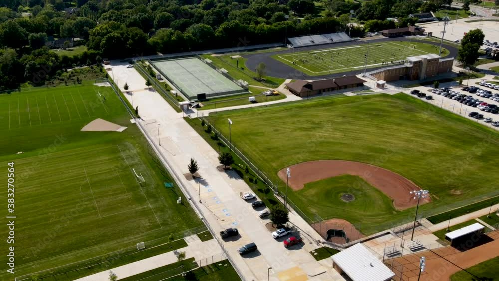 Aerial Hyperlapse - Baseball Field Diamond at Outdoor Sports Complex, Drone View