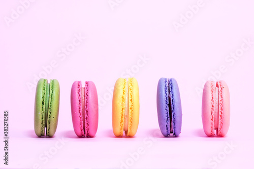Sweet and colourful french macaroons

