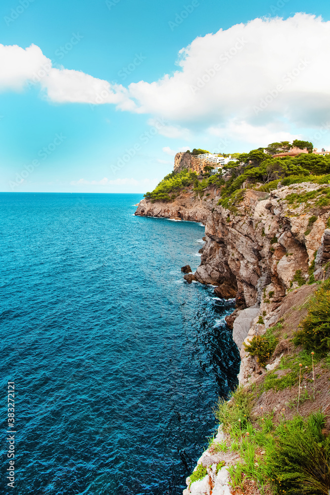 Fototapeta premium Mallorca, Island scenery, Balearic Islands, view to coastline and sea