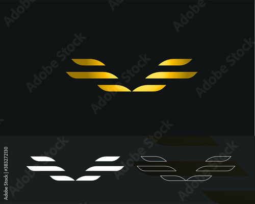 Abstract wings modern logo design simple luxury future force minimal elegance flight hawk air and freedom signs and symbols