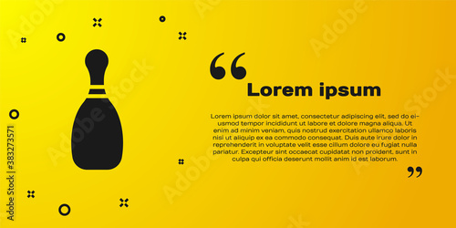Black Bowling pin icon isolated on yellow background. Vector Illustration.