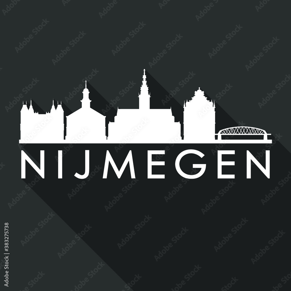 Nijmegen Netherlands Europe Flat Icon Skyline Silhouette Design City Vector Art Famous Buildings