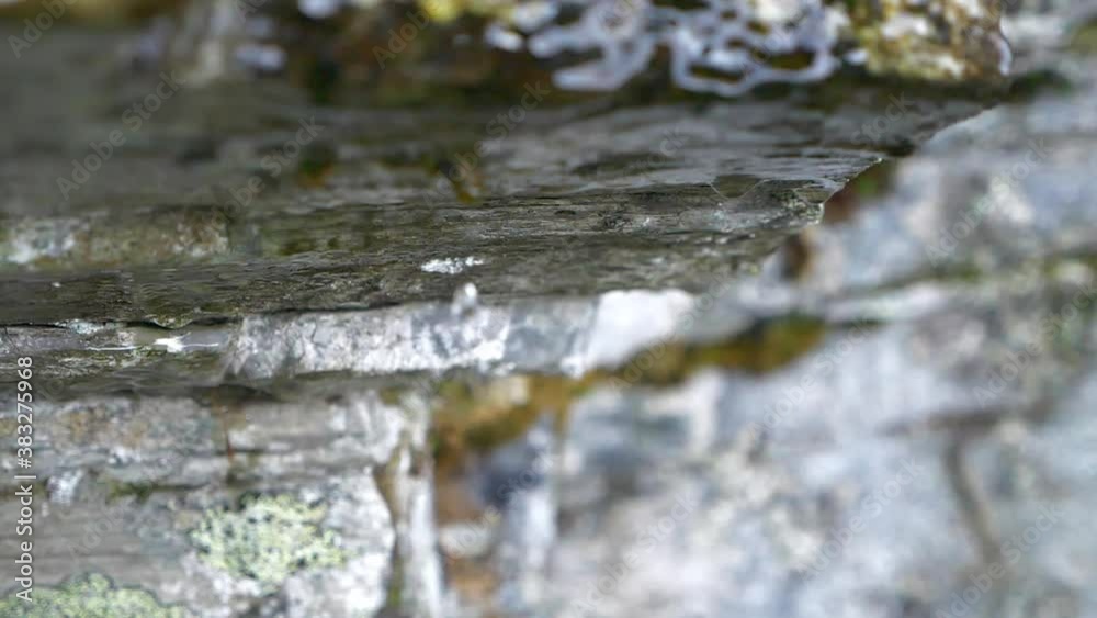 Closeup of water drops dripping from rocks, selective focus, Closeup of water drops dripping from rocks, selective focus,