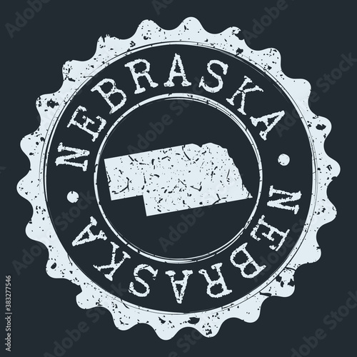 Nebraska Map Seal. Silhouette Postal Passport Stamp. Round Vector Icon Postmark.
