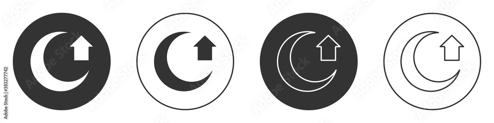 Black Moon icon isolated on white background. Circle button. Vector. - obrazy, fototapety, plakaty 