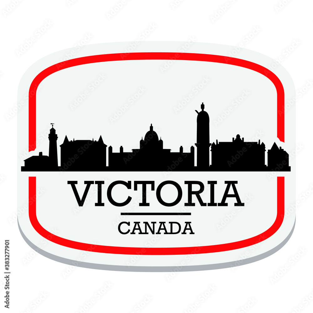 Victoria Canada Label Stamp Icon Skyline City Design Tourism Silhouette Logo.