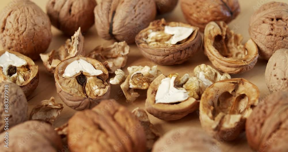 delicious and fresh walnuts on a wooden table