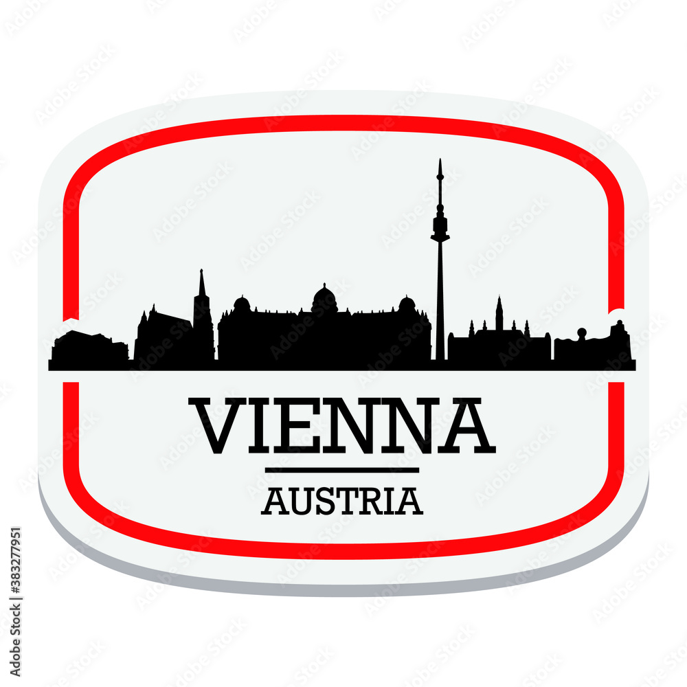 Vienna Austria Label Stamp Icon Skyline City Design Tourism Logo Silhouette.