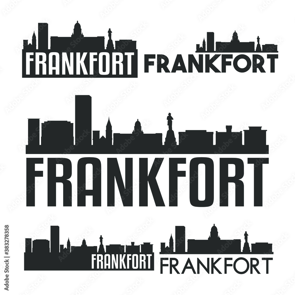 Frankfort Kentucky USA Flat Icon Skyline Vector Silhouette Design Set.