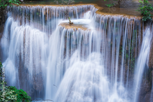 Beauty in nature  Huay Mae Khamin waterfall in tropical forest of national park  Thailand 