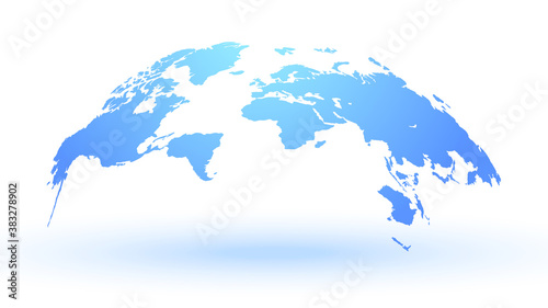 Blue world map on white background.