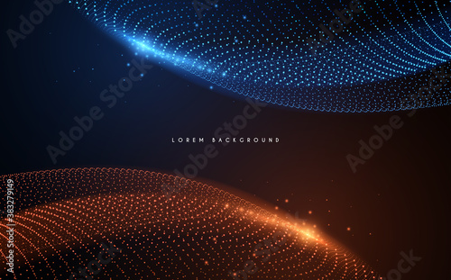 Abstract blue and orange light dots background