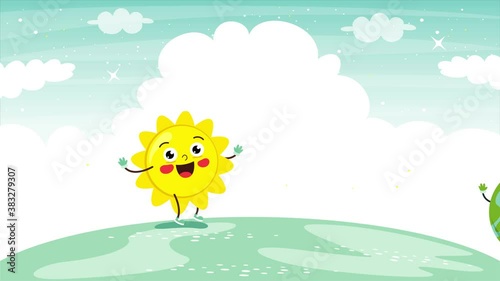 Rain Drop, Sun, Earth And Cloud Posing