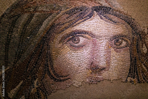 The Gypsy Girl Mosaic of Zeugma (Gaia). Gaziantep - Turkey  photo