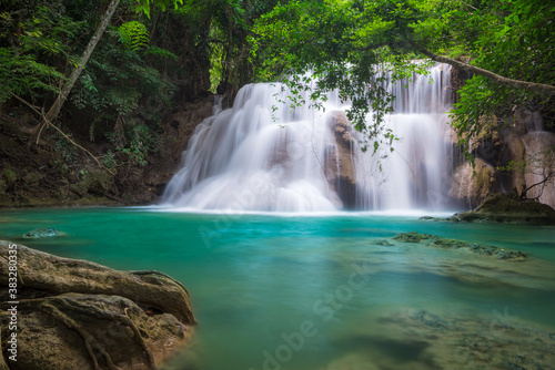 Beauty in nature  Huay Mae Khamin waterfall in tropical forest of national park  Thailand