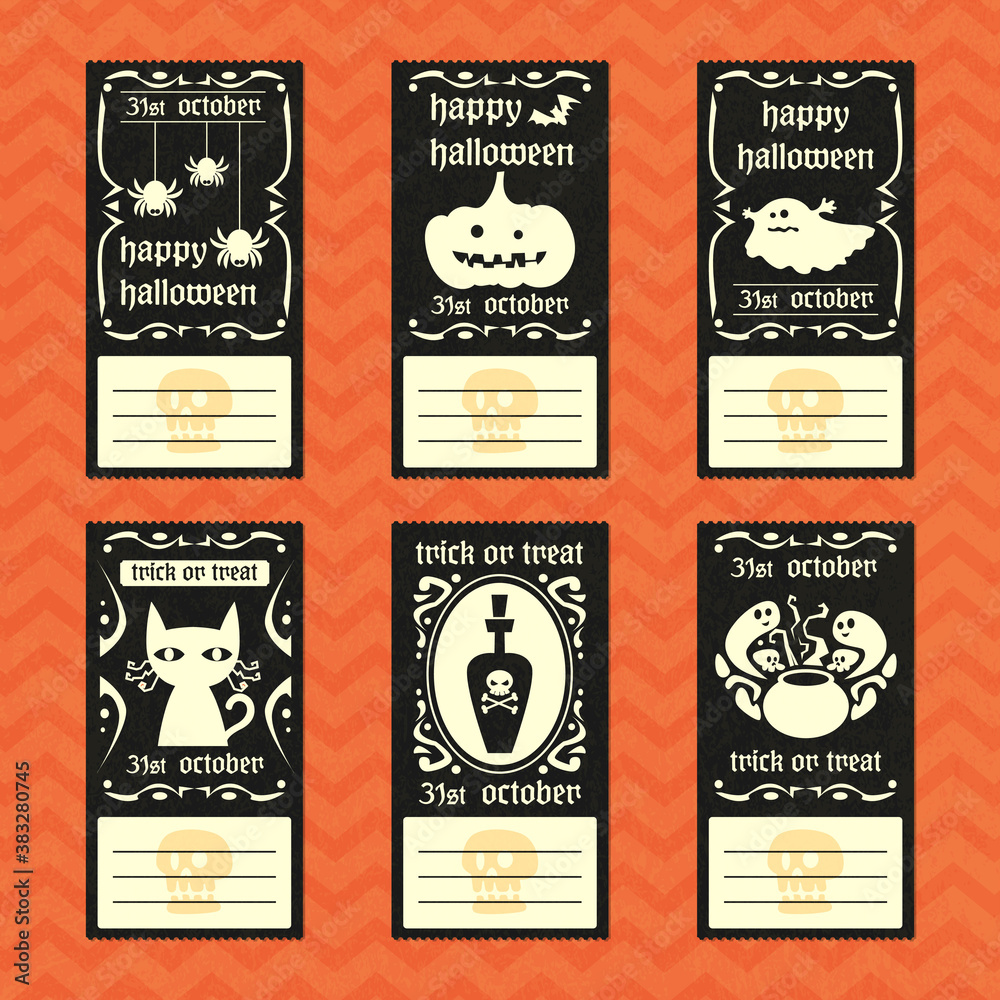 Halloween vector greeting card vintage style collection