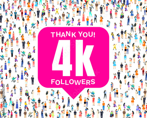 Thank you followers peoples, 4k online social group, happy banner celebrate, Vector