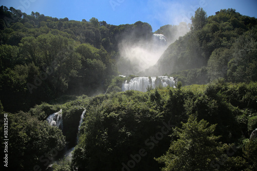 The splendid Marmore waterfalls in Italy