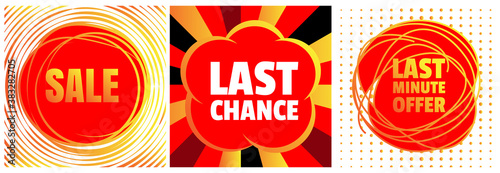 Last Minute Offer Text Promotion and Discount Icon in Round Frame