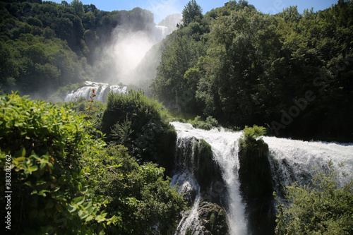 The splendid Marmore waterfalls in Italy