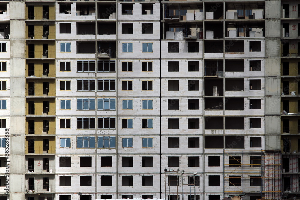 construction of high-rise new buildings, house frames, windows and cranes construction of high-rise new buildings, house frames, windows and cranes