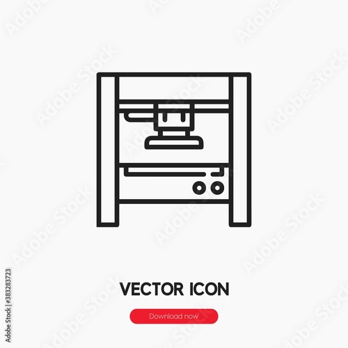 press machine icon vector. Linear style sign for mobile concept and web design. press machine symbol illustration. Pixel vector graphics - Vector. 