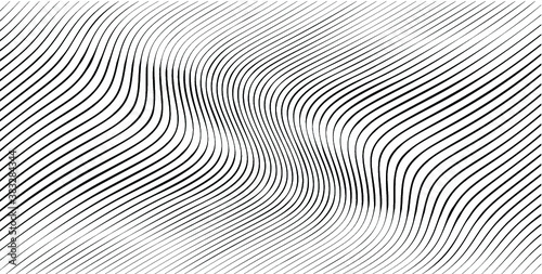 Abstract warped Diagonal Striped Background . Vector curved twisted slanting  waved lines texture 