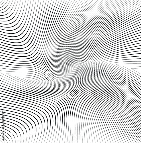 Abstract warped Diagonal Striped Background . Vector curved twisted slanting, waved lines texture 