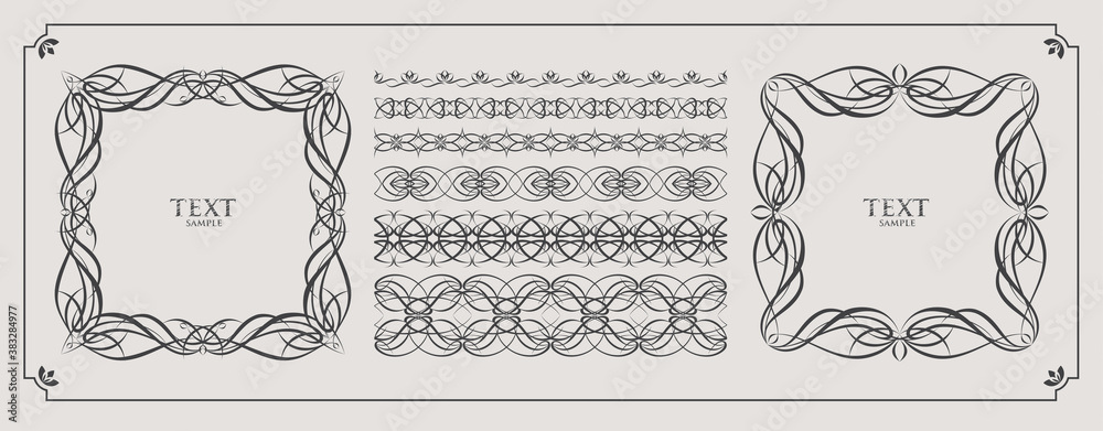 Calligraphic frames and collection of page decoration. Graphic elements for design. Calligraphic frames and collection of page decoration. Graphic elements for design.
