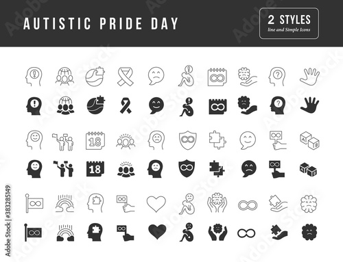 Vector Simple Icons of Autistic Pride Day
