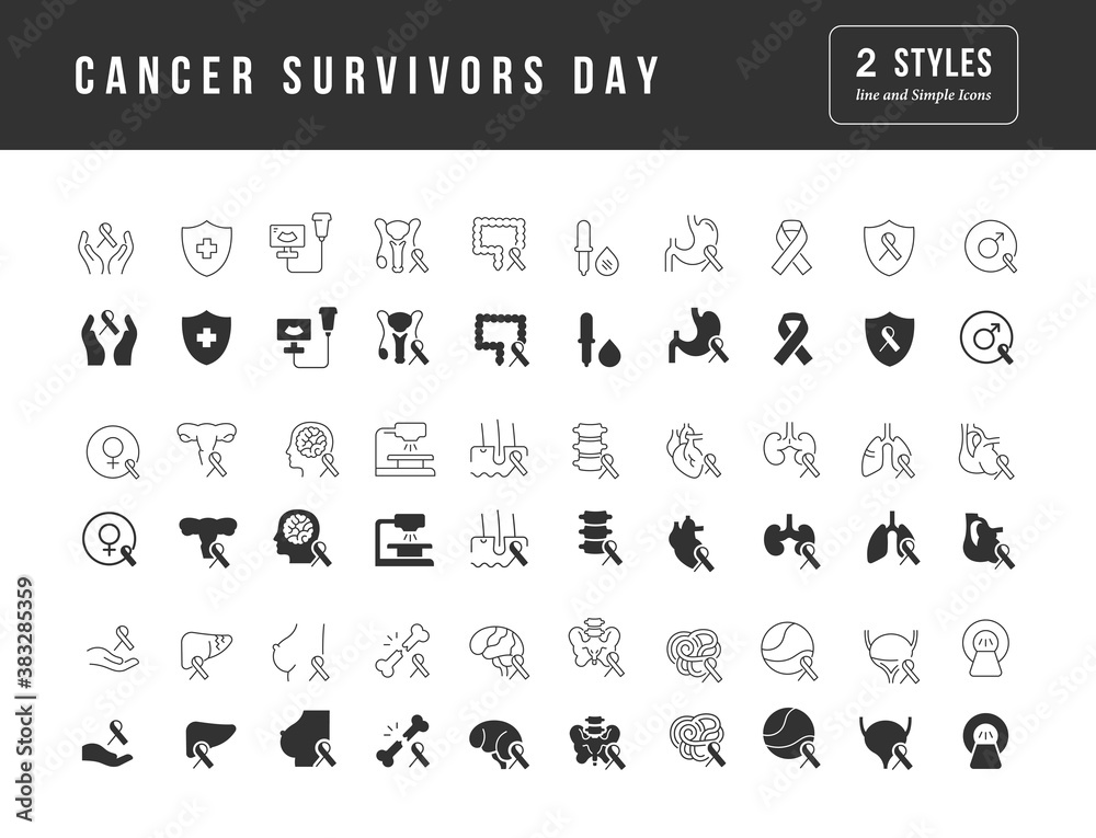 Vector Simple Icons of Cancer Survivors Day