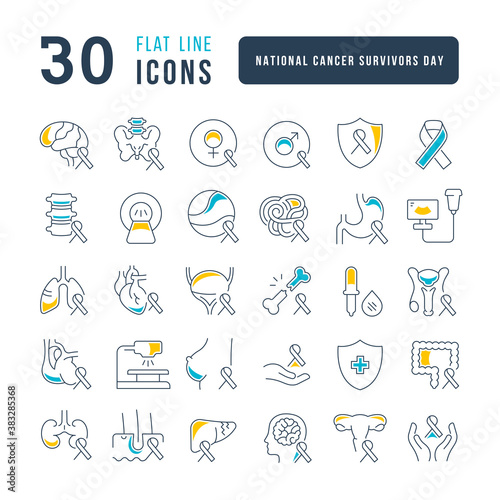 Vector Line Icons of Cancer Survivors Day