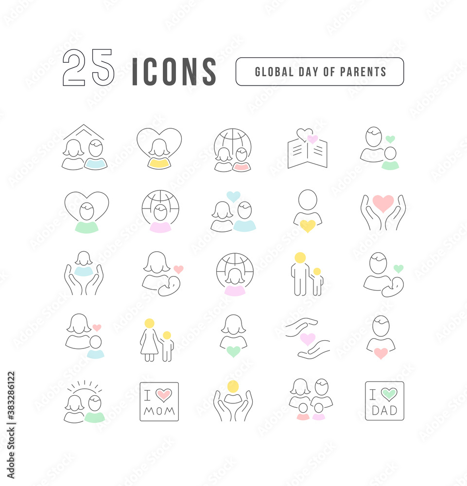 Vector Line Icons of Global Day of Parents