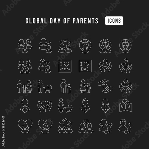 Vector Line Icons of Global Day of Parents