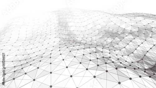 White and grey polygonal geometric background, triangle texture. Connecting dots and lines in triangle polygonal structure. Illustration for branding, science,graphic design. 3d rendering.