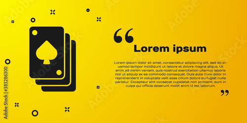 Black Playing cards icon isolated on yellow background. Casino gambling. Vector.