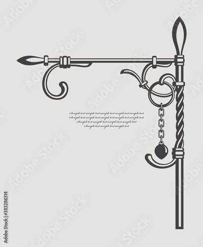 Decorative forged frame. Vector illustration.