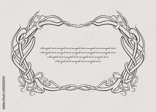Vintage artistic frame made of ribbons. Graphic element for design of book or greeting card.