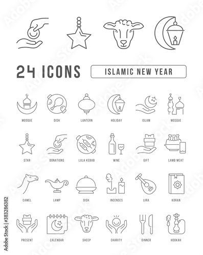 Vector Line Icons of Islamic New Year © M.Style