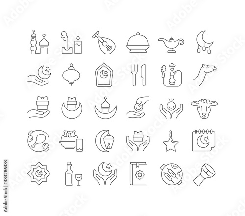 Vector Line Icons of Islamic New Year
