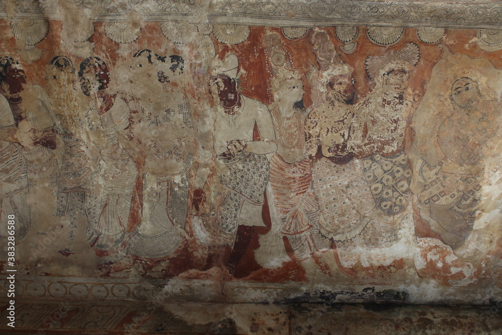 ancient temple painting on the wall
