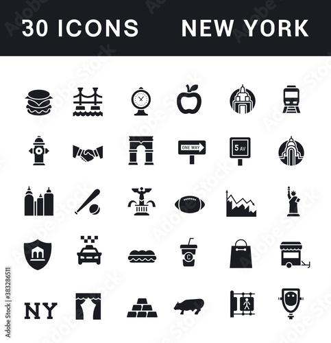 Set of Simple Icons of New York