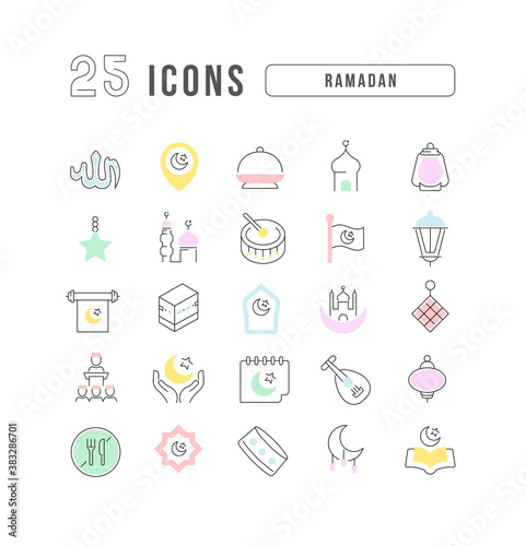 Vector Line Icons of Ramadan