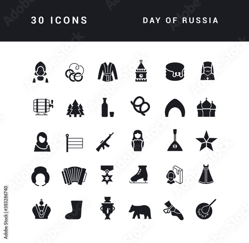 Vector Simple Icons of Day of Russia