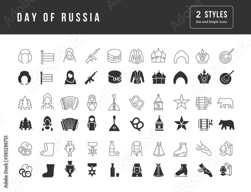 Vector Simple Icons of Day of Russia