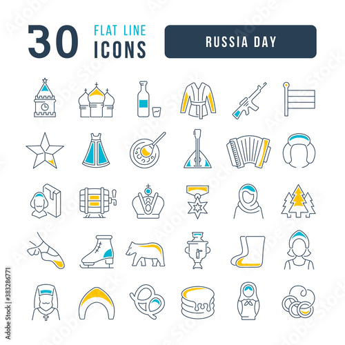 Vector Line Icons of Day of Russia