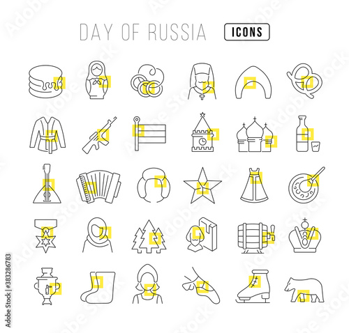 Vector Line Icons of Day of Russia